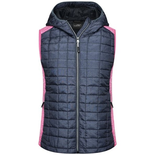 [PB4-55rosablau] Damen Hybridweste mit Kapuze / rosa-blau