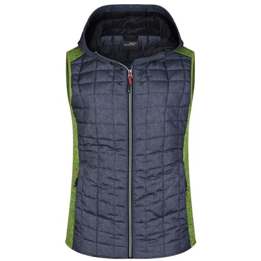 [PB4-55grünblau] Damen Hybridweste mit Kapuze / grün-blau
