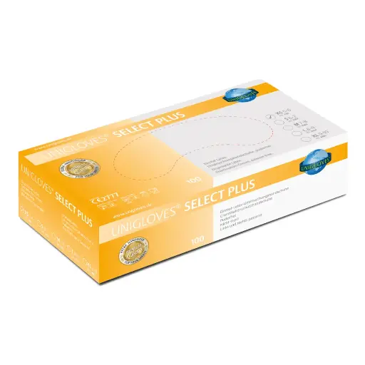 [PB40-6] Einweghandschuhe / Unigloves Select Plus / Latex / natur / 1 Packung / 100 Stück