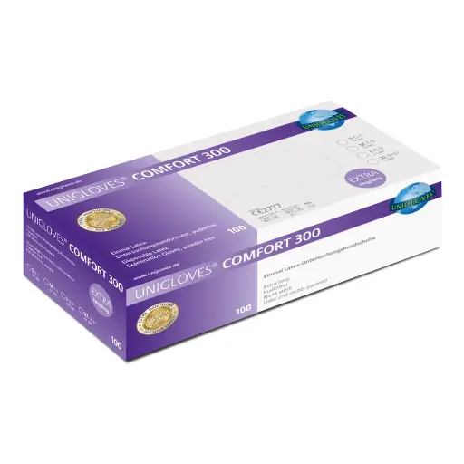[PB40-10] Einweghandschuhe / Unigloves Comfort 300 / Latex / weiß / 1 Packung / 100 Stück