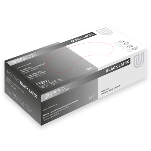 [PROB-22-5] Latexhandschuhe Unigloves Black Latex, Spenderbox á 100 Stück