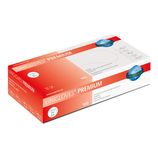 [PB40-17] Einweghandschuhe / Unigloves Premium / Vinyl / transparent / 1 Packung / 100 Stück