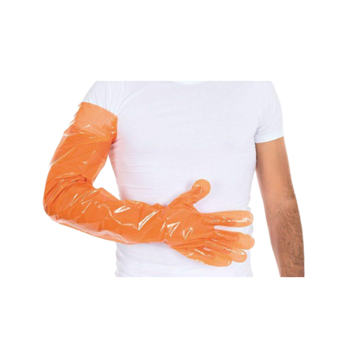 [PB40-19] Einweghandschuhe / Veterinär Softline Long / Polyethylen / orange / 1 Packung / 50 Stück 