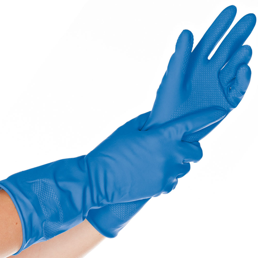 [PB40-20blau] Haushaltshandschuh / Hygostar Soft / Latex / blau / 1 Beutel / 12 Paar
