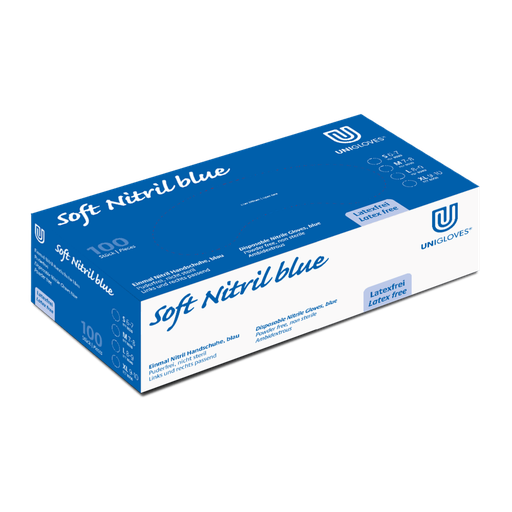 [PORB-22-17] Nitrilhandschuhe Unigloves Soft Blue Eco blau, Spenderbox á 100 Stück