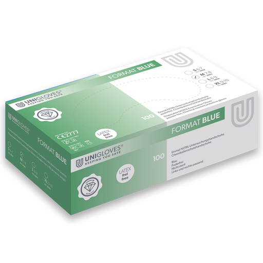 [PROB-20-21] Nitrilhandschuhe Unigloves Format Blue blau, Spenderbox á 100 Stück