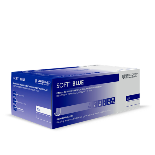 [PB40-26] Einweghandschuh / Unigloves Soft Blue / Nitril / blau / 1 Packung  / 200 Stück