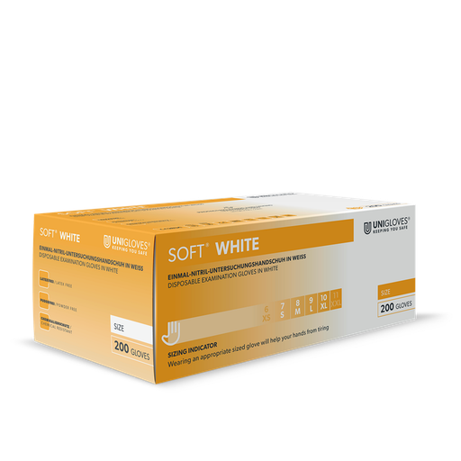 [PB40-27] Einweghandschuh / Unigloves Soft White / Nitril / weiß / 1 Packung  / 200 Stück 