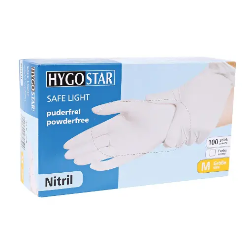 [PROB-22-30] Nitrilhandschuhe Hygostar Safe Light weiß, Spenderbox á 100 Stück