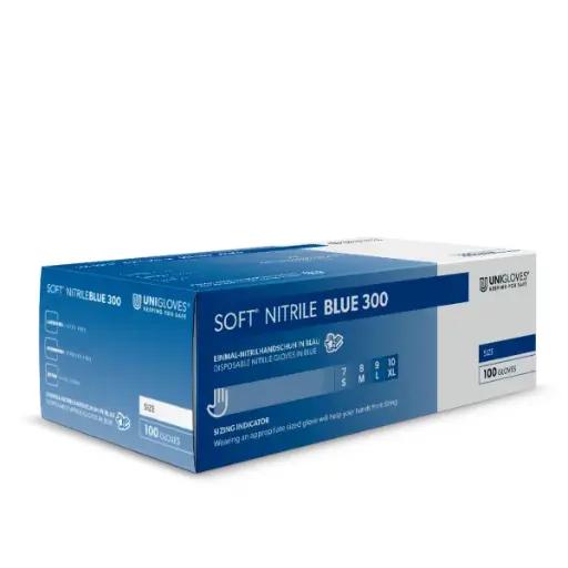 [PROB-22-32] Nitrilhandschuhe Unigloves Soft 300 Blue Extra Lang 30 cm lang blau, Spenderbox á 100 Stück