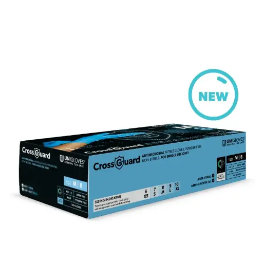 [PB40-43] Einweghandschuh / Unigloves Crossguard / antimikrobiell / Nitril / blau / 1 Packung  / 100 Stück