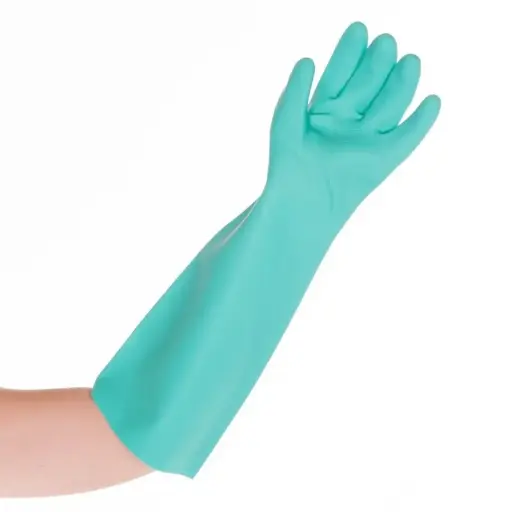 Chemiekalienschutzhandschuh / Hygostar Professional Long / 46 cm lang / Nitril / grün / 1 Paar