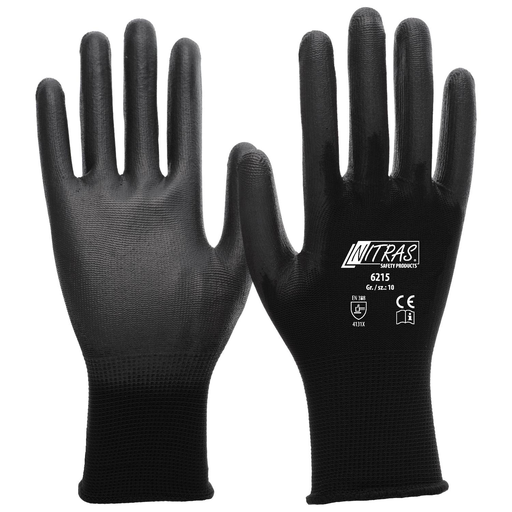 [PB40-48] Nylonhandschuh / Nitras / PU Beschichtung / Nylon / schwarz / 1 Packung / 12 Paar 
