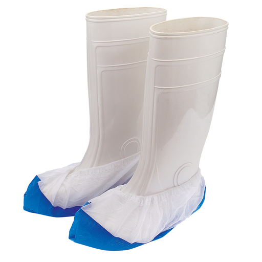 [PB40-64] Überschuhe Vlies mit Sohle aus CPE / Unigloves / 75 µ / weiß blau / 1 Beutel / 50 Stück 