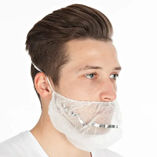 [PB40-77] Bartmasken / Hygostar / detektierbar / PP-Vlies / weiß / 1 Beutel / 100 Stück