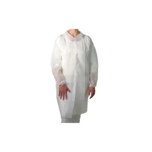 [PB40-86] Besuchermantel mit Kragen / PP-Vlies / mit Klettverschluss  / XL / 1 Packung / 50 Stück