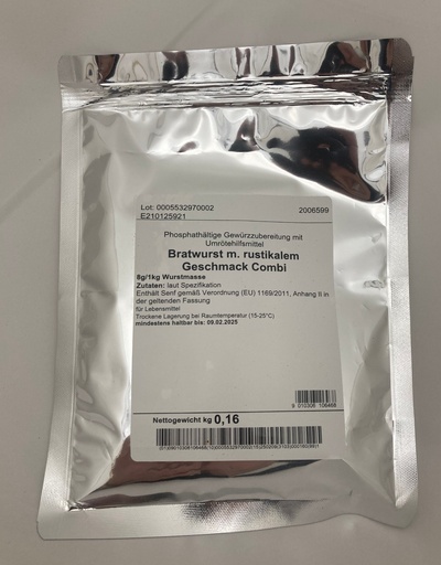 [PB2-11] Bratwurst with rustic taste Combi / 160 g in a flavor protection bag