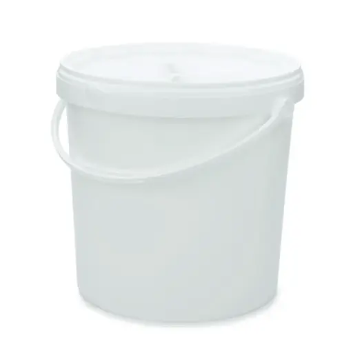 [PROB-84-2] Kunststoffeimer mit Deckel / Kunststoffbügel / rund / 10 Liter / weiß / lebensmittelecht / inkl. Qualitätsverschluss