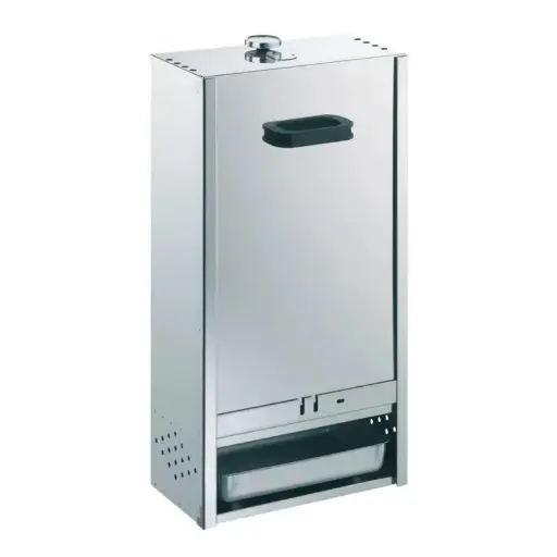 [PROB-73-5] Räucherofen aus Edelstahl mit Schieber, H 75 x B 39 x T 28 cm (für ca. 16 Fische liegend oder hängend)