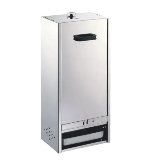 [PROB-73-6] Räucherofen aus Edelstahl mit Schieber, H 85 x B 39 x T 28 cm (für ca. 20 Fische hängend/ liegend)