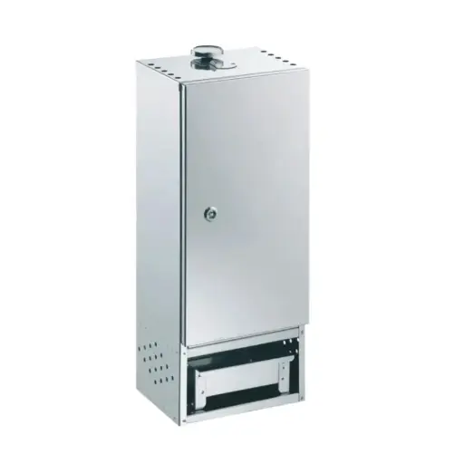 [PROB-73-11] Räucherofen aus Edelstahl mit Tür, H 65 x B 26 x T 21 cm (für ca. 6 Fische hängend)