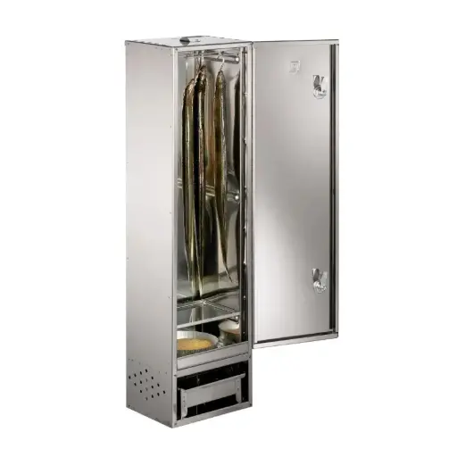 [PROB-73-12] Räucherofen aus Edelstahl mit Tür, H 100 x B 26 x T 21 cm (für ca. 12 Fische) 