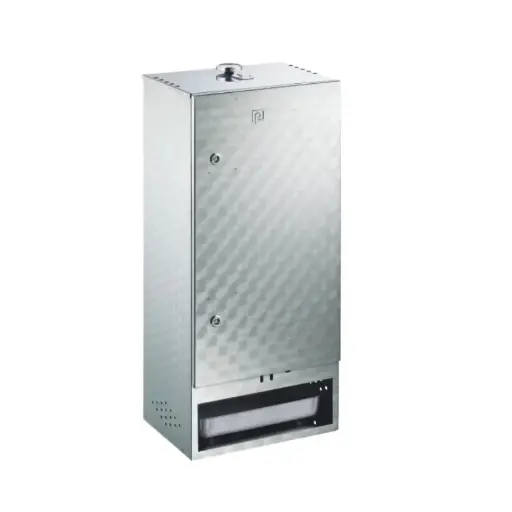 [PROB-73-16] Räucherofen aus Edelstahl kreismarmoriert mit Tür, H 85 x B 39 x T 28 cm (für ca. 20 Fische hängend/ liegend) 